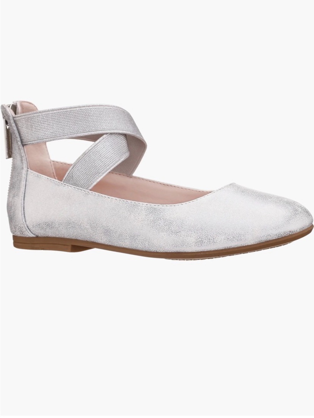 Mia Silver Ballet Flats‎ Ankle Strap Dress Shoes Party Sparkle Size 3